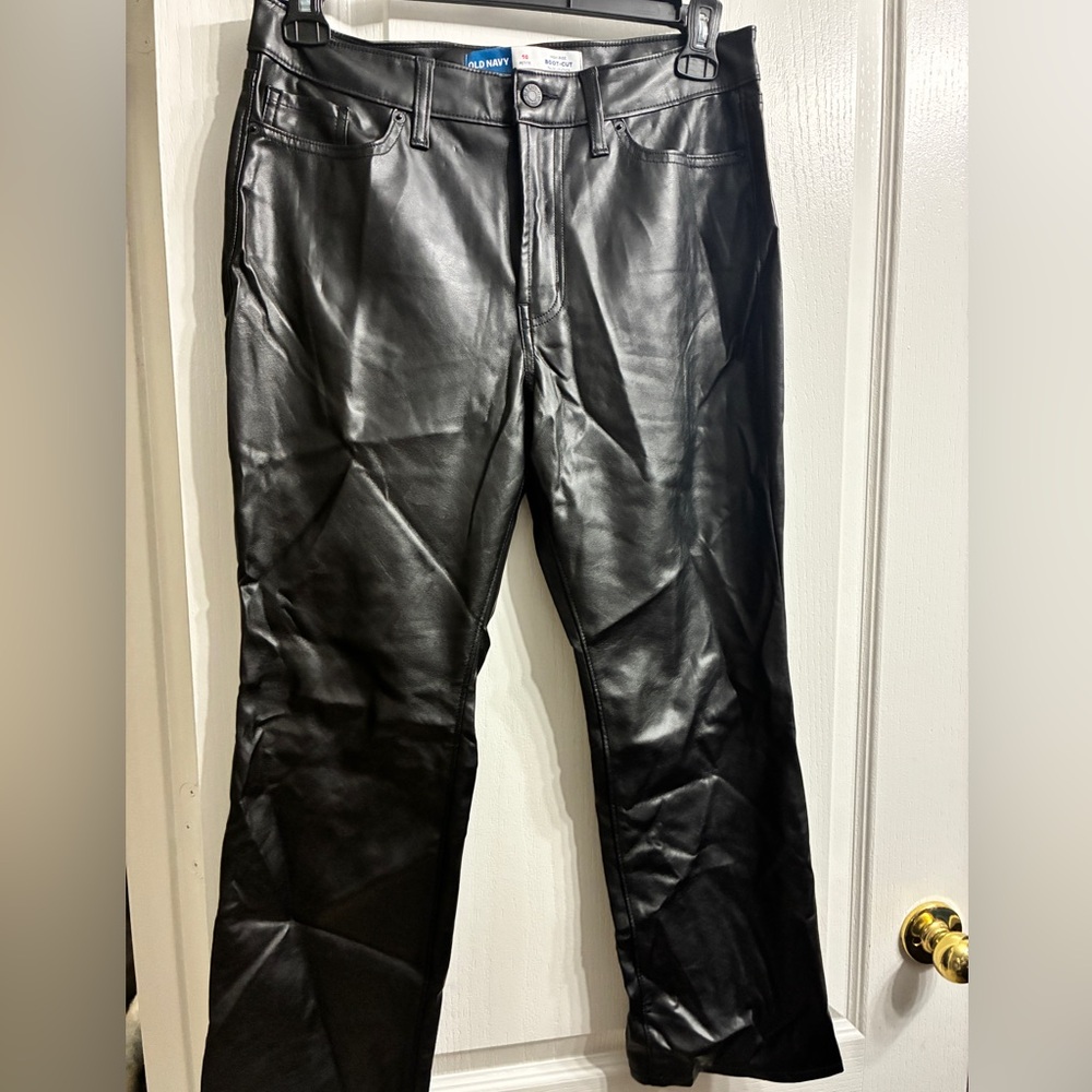 Old Navy Black Faux Leather High-Rise Pants